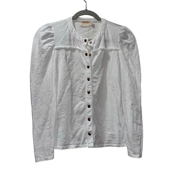 Nation LTD Juniper Femme Collarless Snap Tee Optic White, Sz XS - Picture 4 of 15